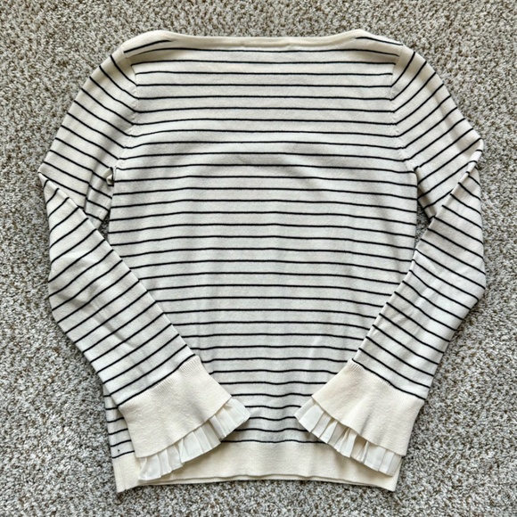 LOFT Ruffled Cuff Striped Sweater - Picture 4 of 5